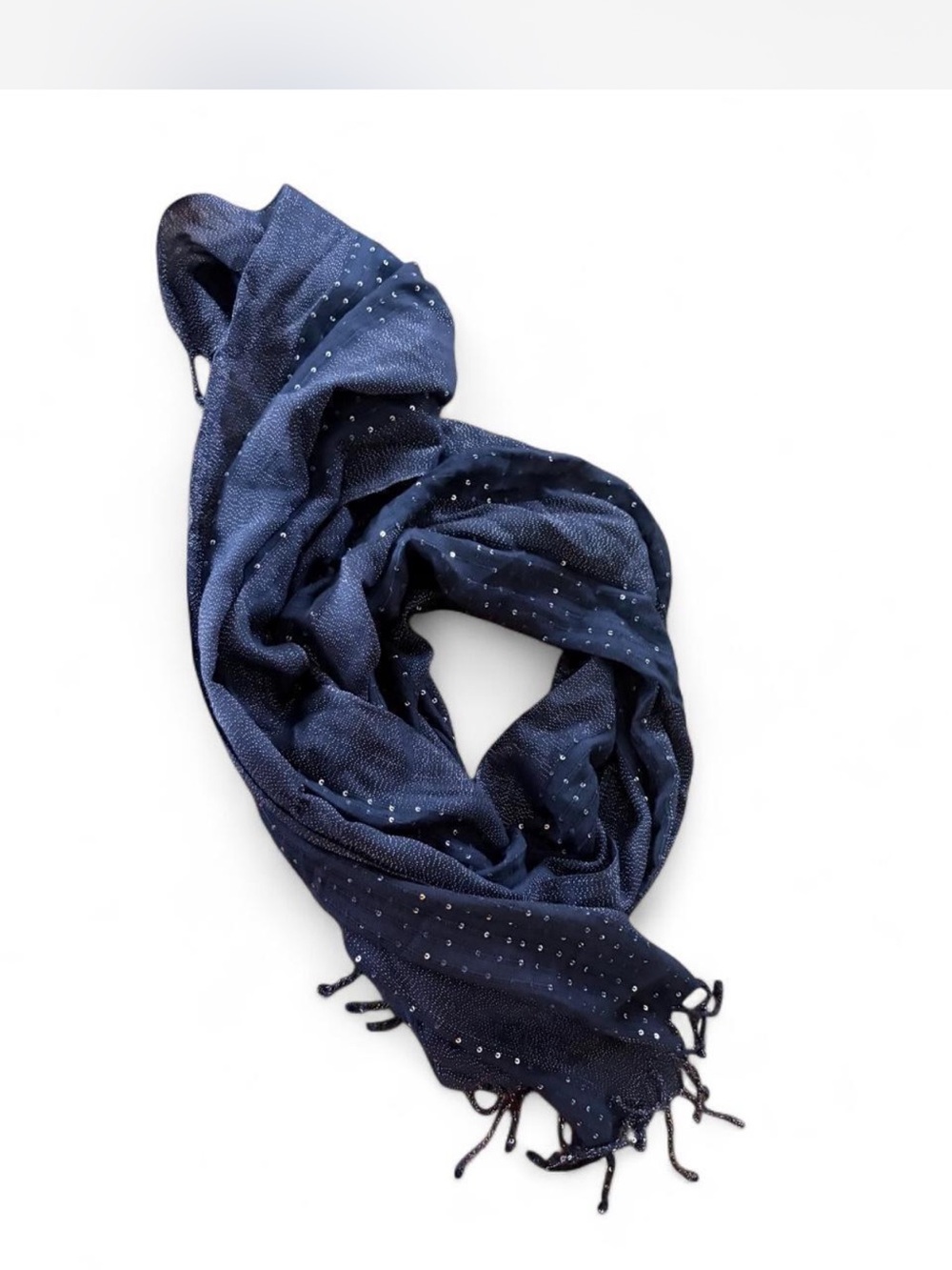 Navy Blue Women's Scarf with Subtle Sequin Accents